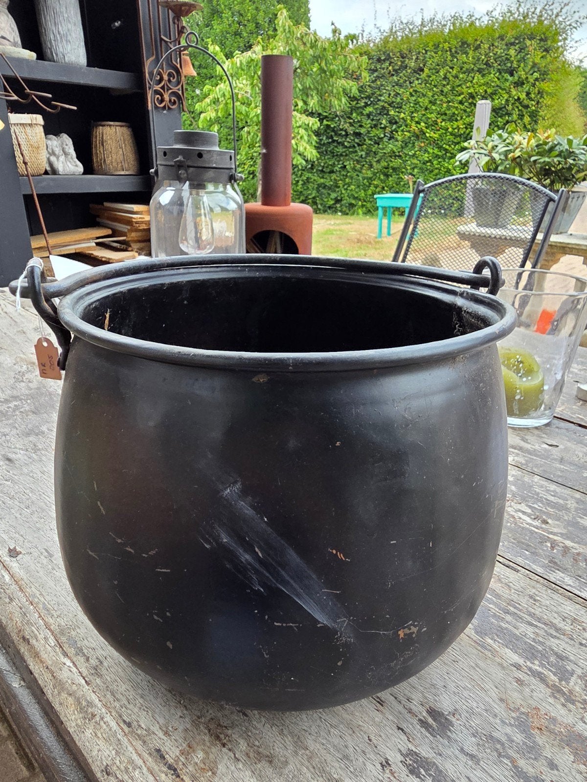 Brocante heksenketel, Ophalen of Verzenden, Rond, Metaal, Minder dan 30 cm