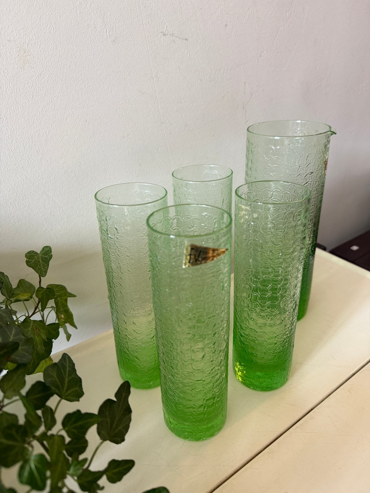 Fidenza Vetraria karaf en 4 glazen, Antiek en Kunst, Ophalen of Verzenden
