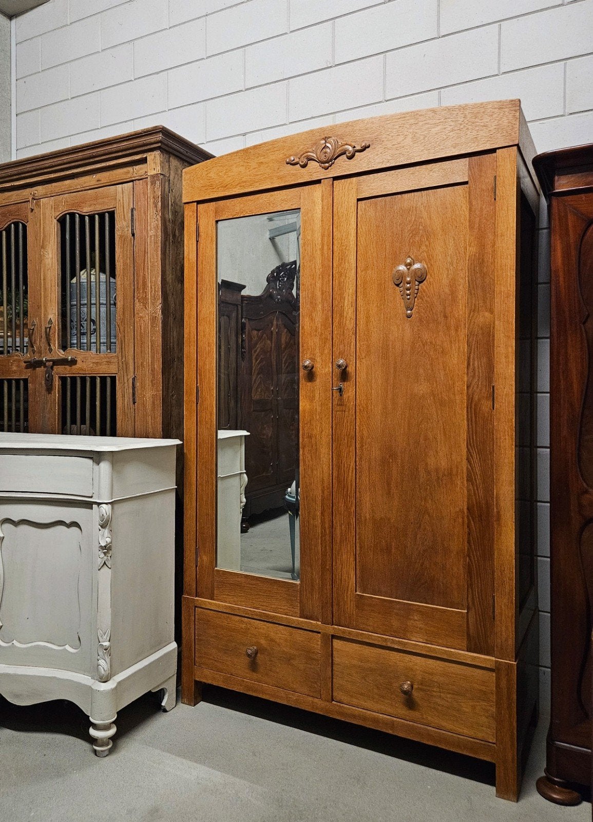 🏷OPRUIMING Antieke eiken Art Deco meidenkast vintage kast, Ophalen of Verzenden
