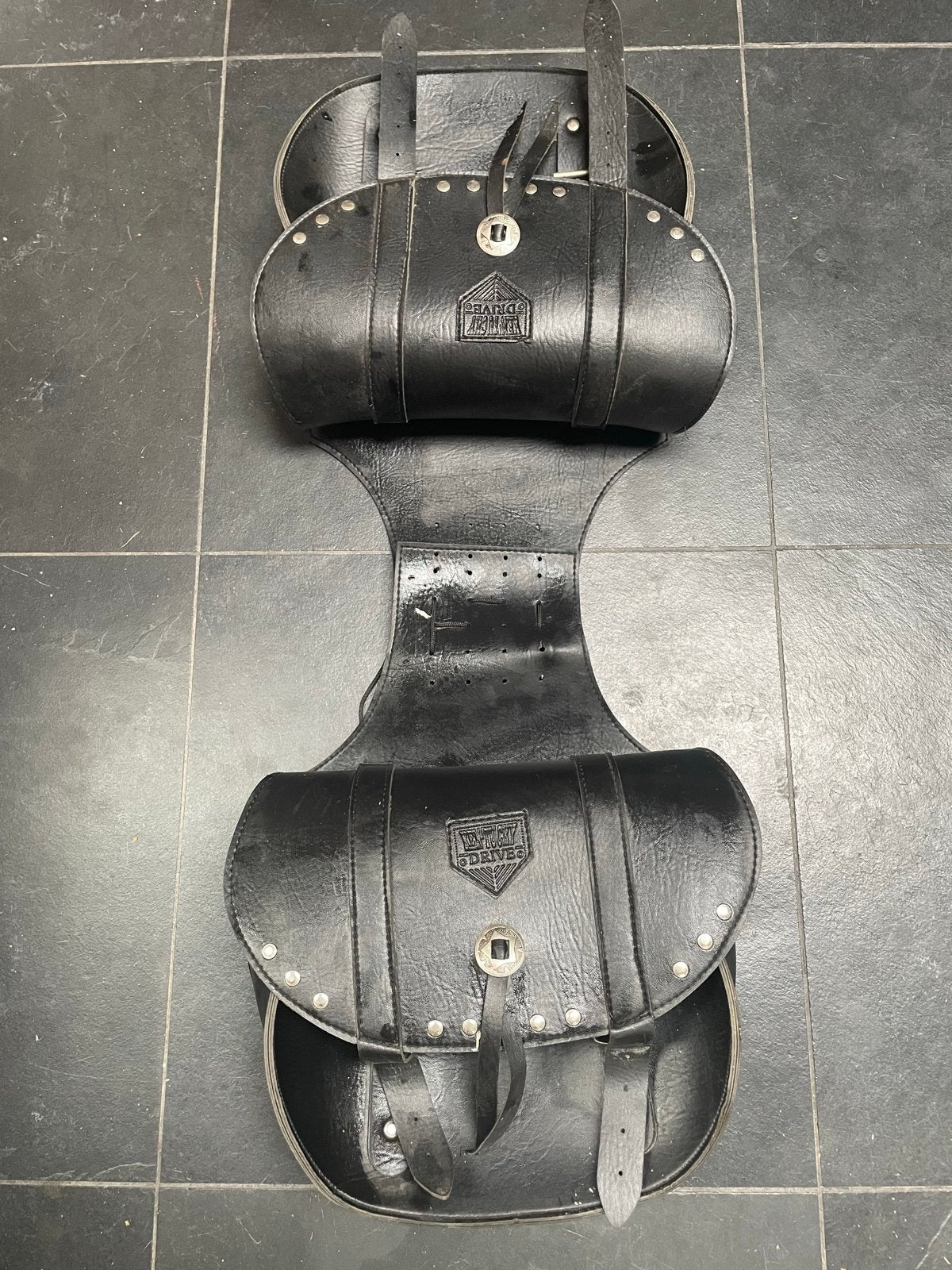 Zwarte (kunst)leren zadeltassen voor motorfiets, Motoren, Ophalen of Verzenden, Zo goed als nieuw