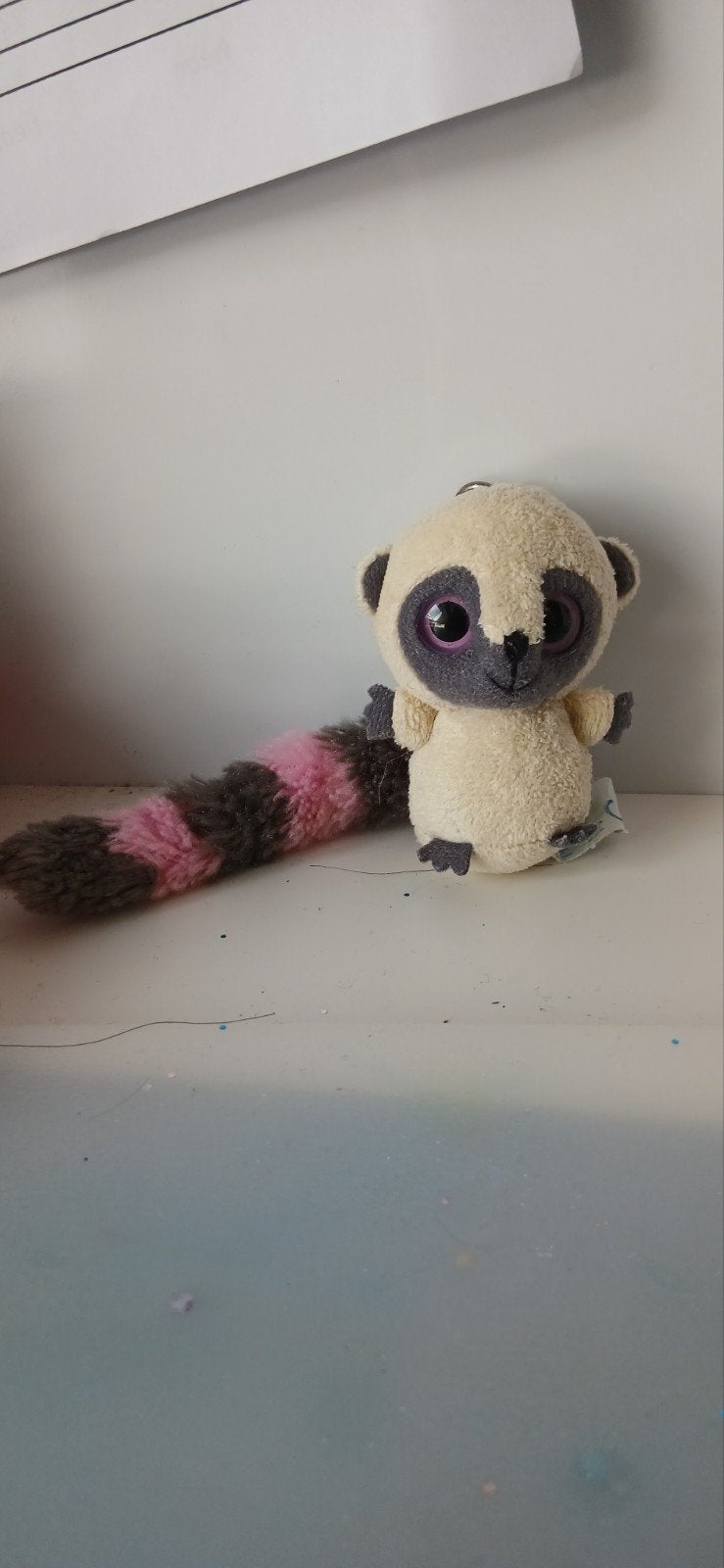 Ty Beanie Boo sleutelhanger met roze/grijze staart, Ophalen, Gebruikt, Overige typen, Meerkleurig