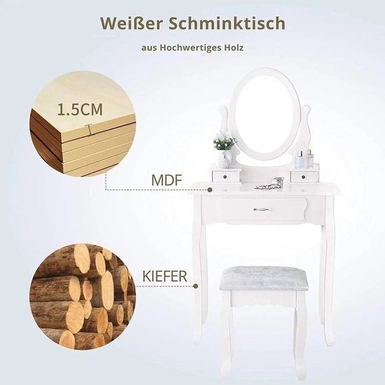Make-Uptafel – Make-Up Desk – Kaptafel – Sieradentafel, Corvance B.V., Verzenden, Nieuw, Corvancebol@gmail.com