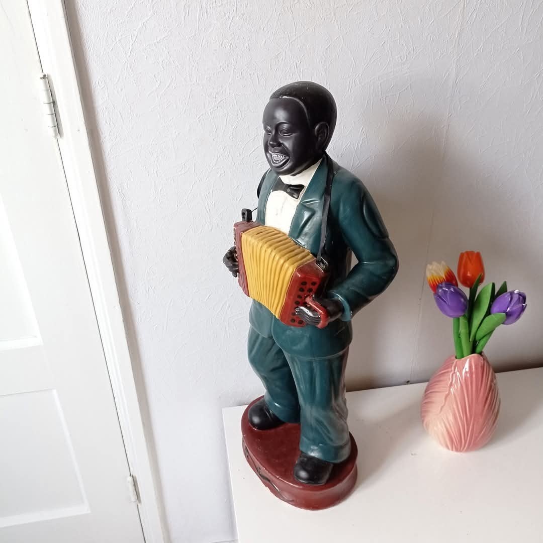 Grote Keramische Accordeonist Figuur, Vintage, Ophalen of Verzenden, 20 - 50 cm, Steen of Keramiek, Beeld