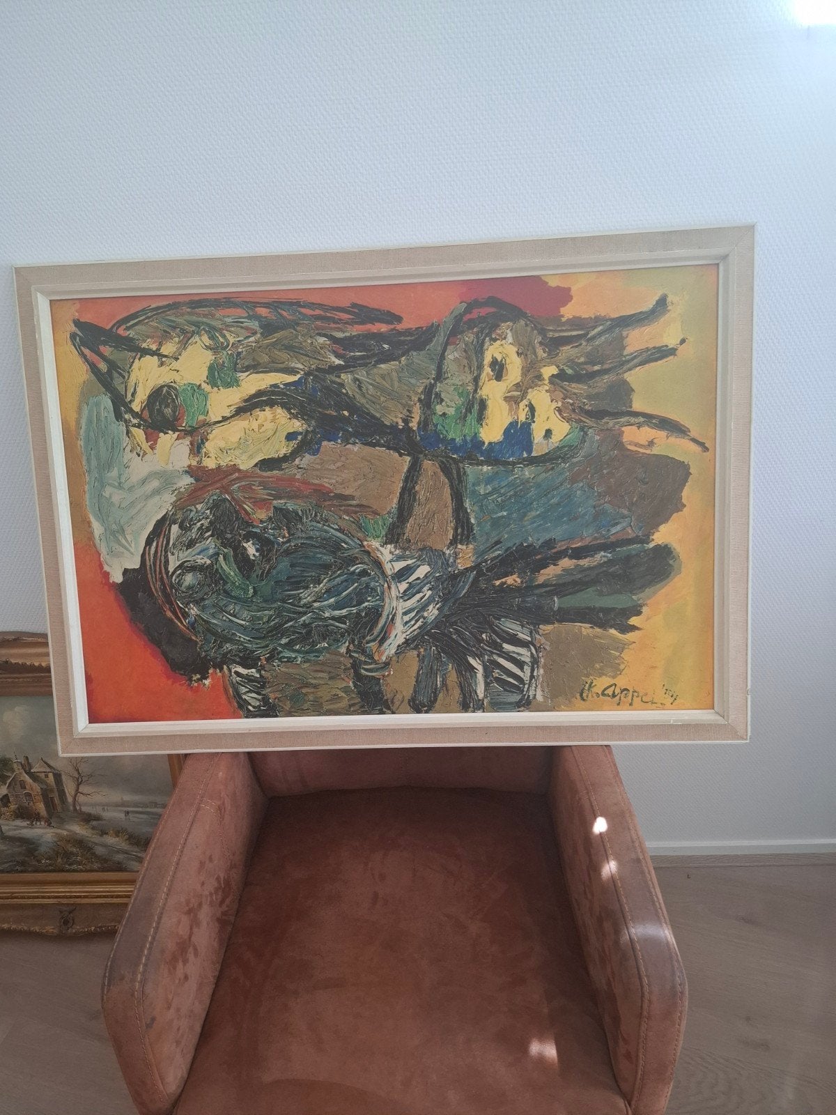 Karel Appel - Twee vogels - Olieverf op doek - 1954, Ophalen