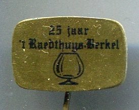 25 jaar Raedhuijs Berkel blik speldje ( N_162), Verzamelen, Ophalen of Verzenden, Zo goed als nieuw, Merk, Speldje of Pin