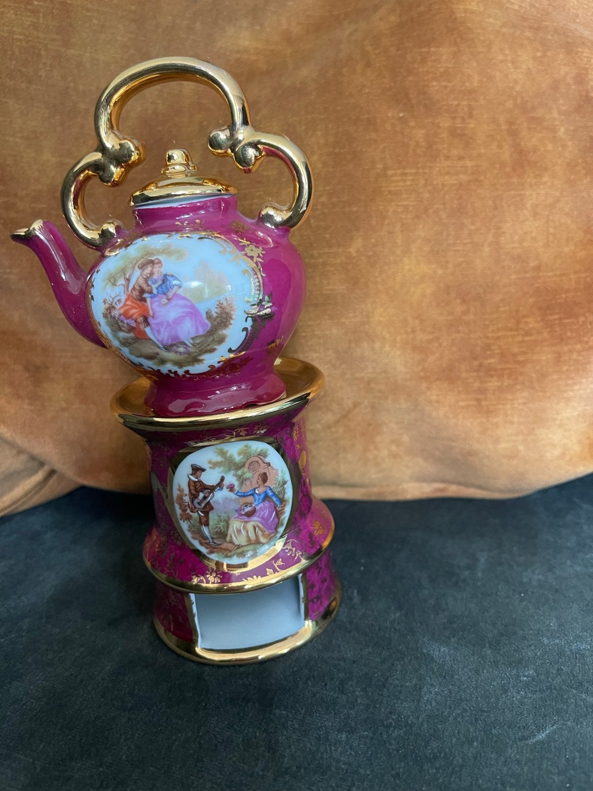 Mini Antieke theepot met theelichtje - Romantisch tafereel, Ophalen of Verzenden