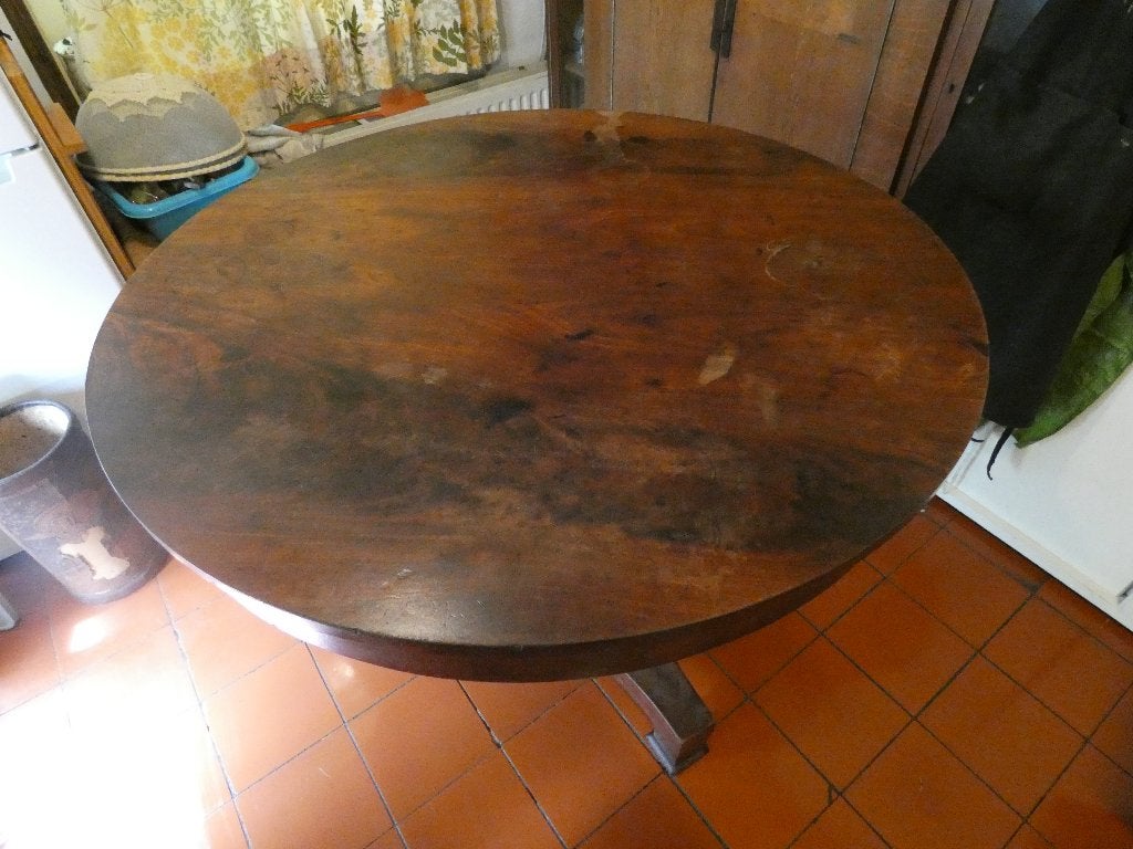 Antieke zware eettafel en servieskast te koop., Ophalen