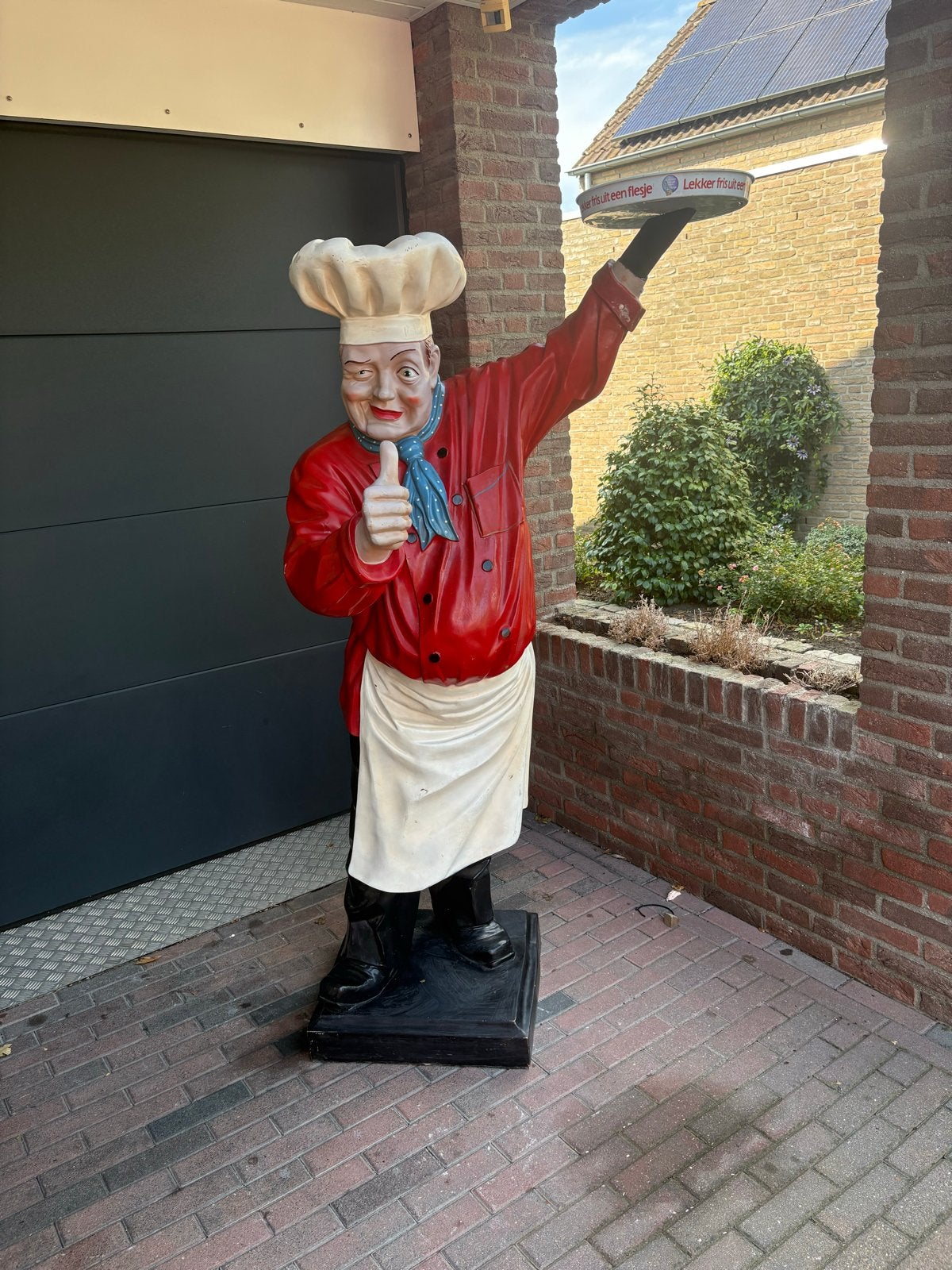 Grote Chef-kok Beeld met Dienblad - Decoratie, Ophalen, Gebruikt