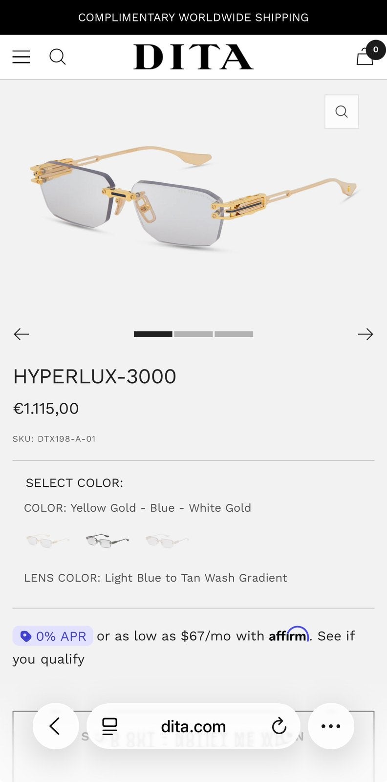 Dita hyperlux-3000 bril, Overige merken, Zwart, Ophalen of Verzenden, Zo goed als nieuw