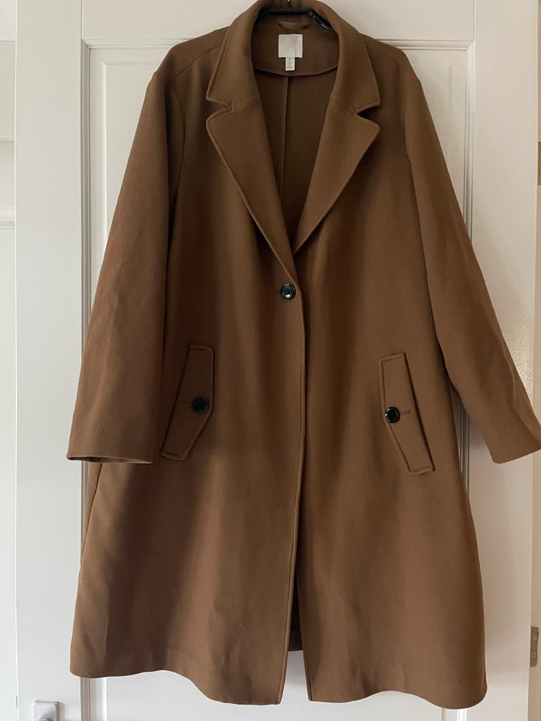 H&M jas maat XL (50-54), Kleding | Dames, Grote Maten, Ophalen of Verzenden, Gedragen, Bruin, Jas of Mantel