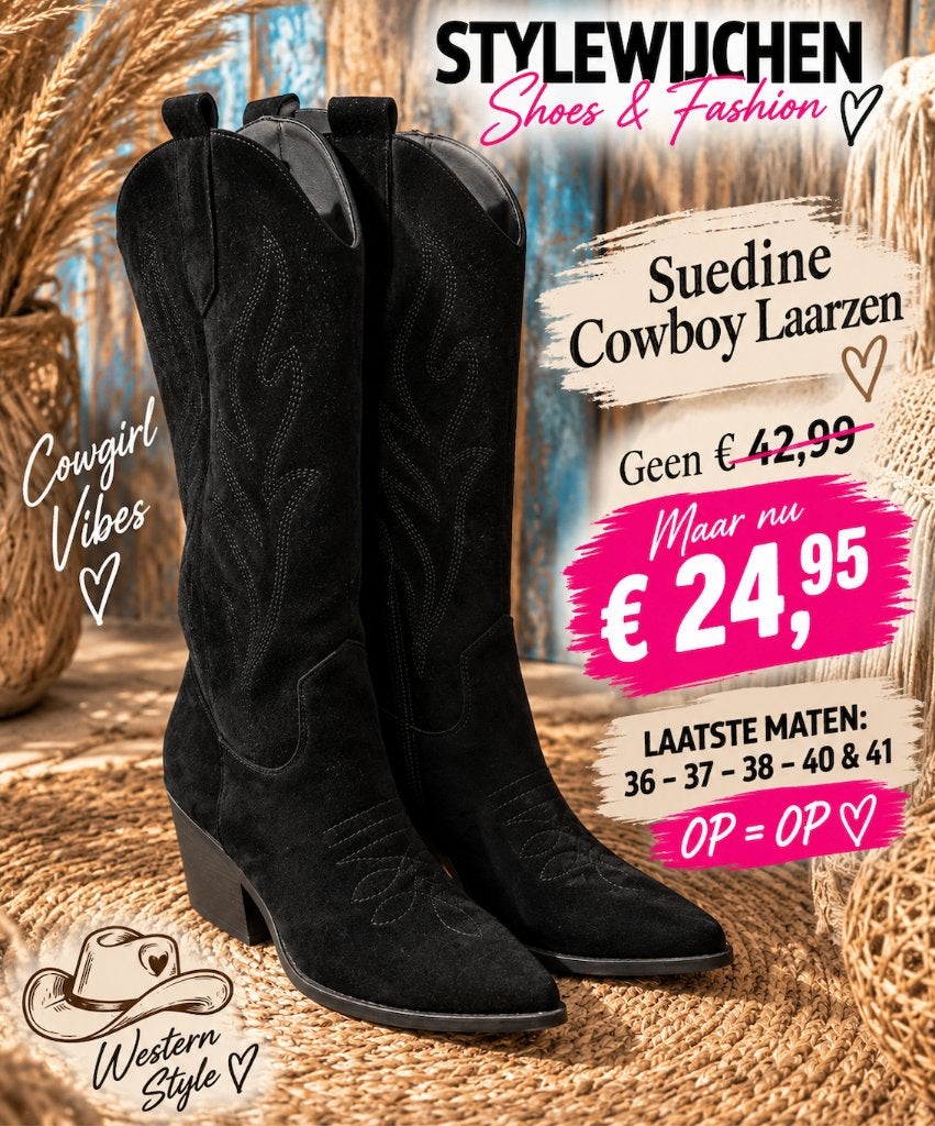 Stoere suèdine cowboylaarzen zwart maat 36, Kleding | Dames, Hoge laarzen, Zwart, Nieuw, Ophalen of Verzenden