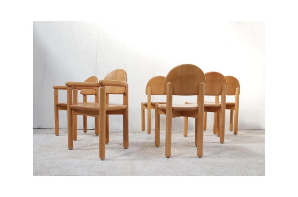 2 Chairs Beechwood Rainer Daumiller Hirtshals with armrest, Gebruikt, Twee, Bruin, Ophalen of Verzenden