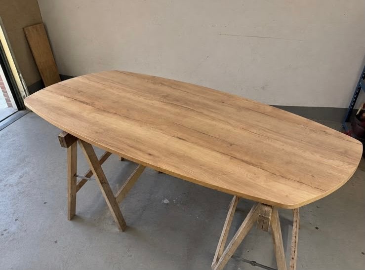 Eiken tafelblad, deens ovaal, Huis en Inrichting, Tafels | Eettafels, 100 tot 150 cm, Eikenhout, 200 cm of meer, Ophalen of Verzenden