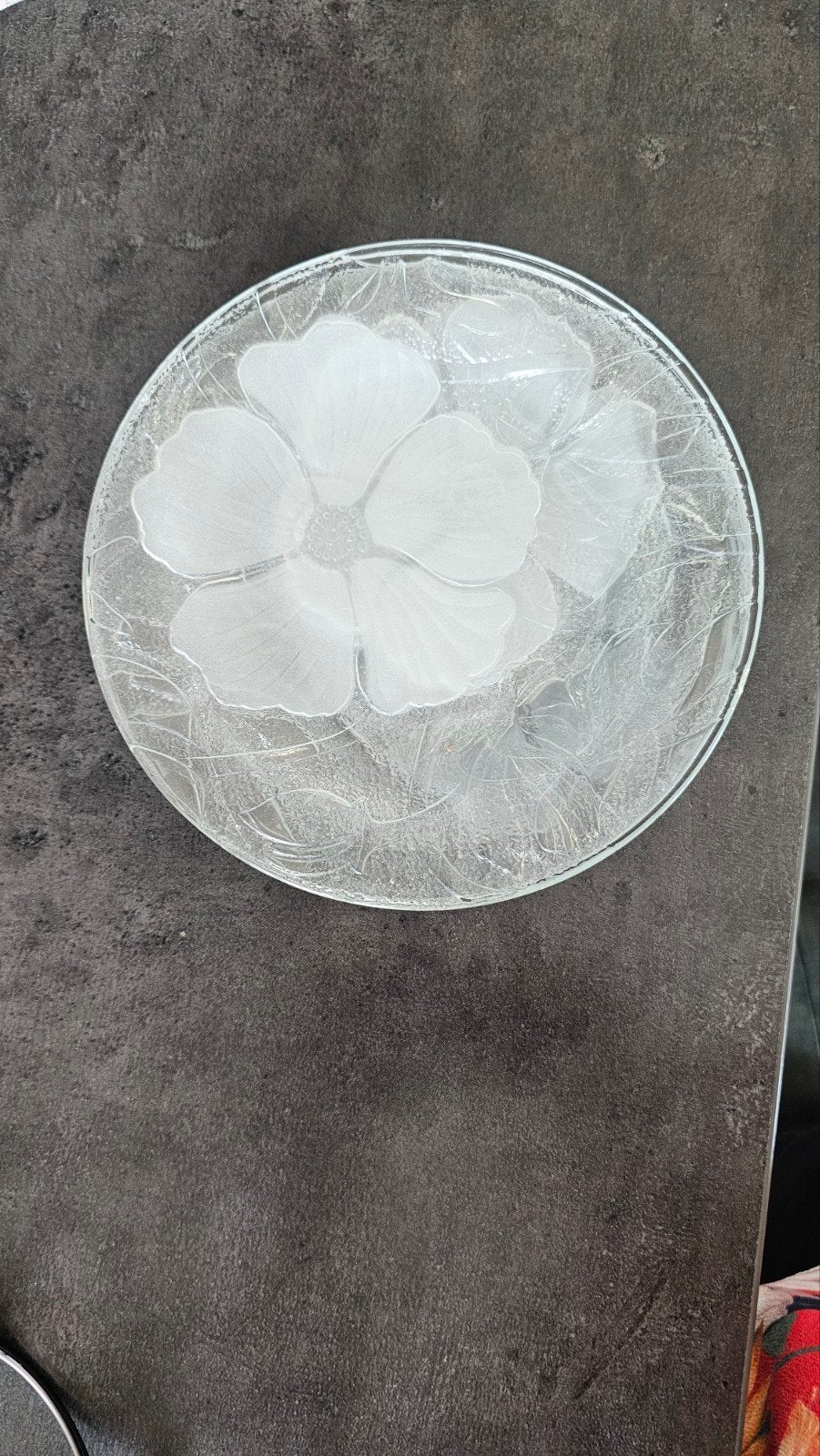 Set van 5 glazen gebaks borden met bloemmotief, Antiek en Kunst, Ophalen of Verzenden