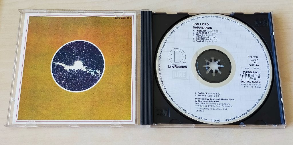 Jon Lord - Sarabande CD 1976/1987, Ophalen of Verzenden, Zo goed als nieuw, Progressive Rock
