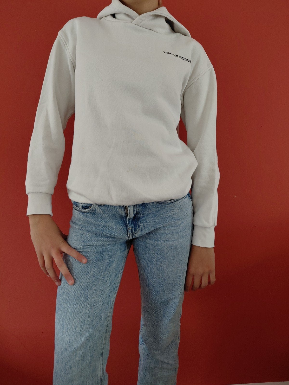leuke witte hoodie 158/164, Gebruikt, Meisje, Trui of Vest, Ophalen of Verzenden