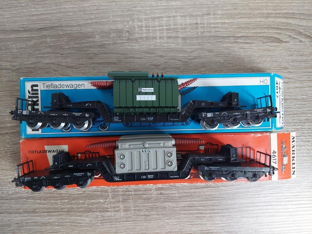 Märklin 4617 dieplader met transformator, Ophalen of Verzenden, Wisselstroom, Wagon, Märklin