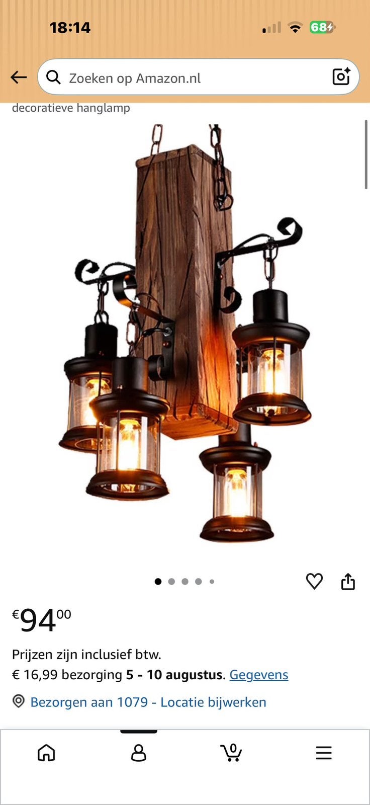 Hanglamp met dimmer lampen, Huis en Inrichting, Lampen | Hanglampen, Ophalen, Zo goed als nieuw, Natuurlijk materiaal, E27 (groot)