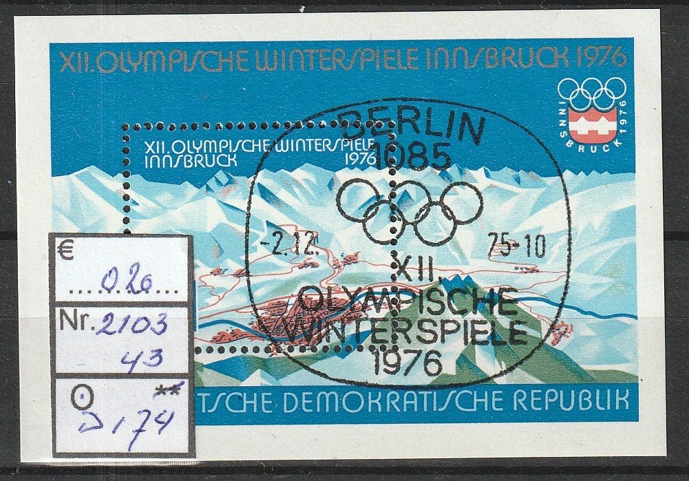 DDR Ol.Spelen '76 Blok 43 Michel 2103 Nr.D174g, Postzegels en Munten, Verzenden, DDR, Gestempeld