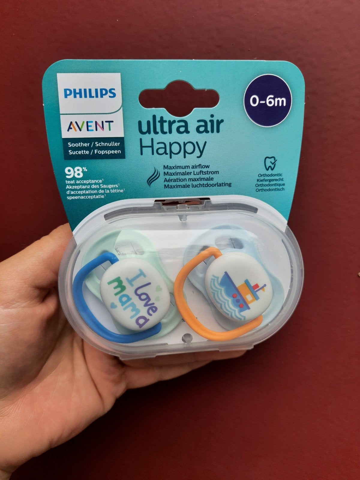 Philips Avent Ultra Air Fopspeen 0-6m Groen/Lichtblauw, Ophalen of Verzenden, Nieuw