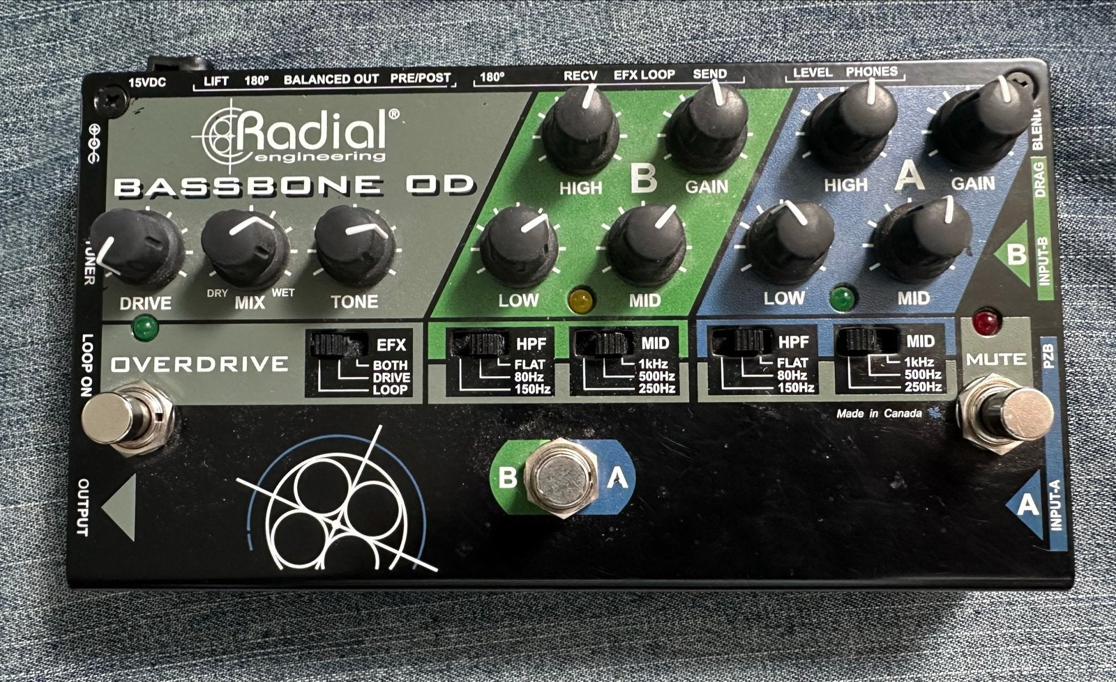 Radial Bassbone OD - Bass Preamp, DI & Overdrive Pedaal, Ophalen of Verzenden, Zo goed als nieuw, Distortion, Overdrive of Fuzz