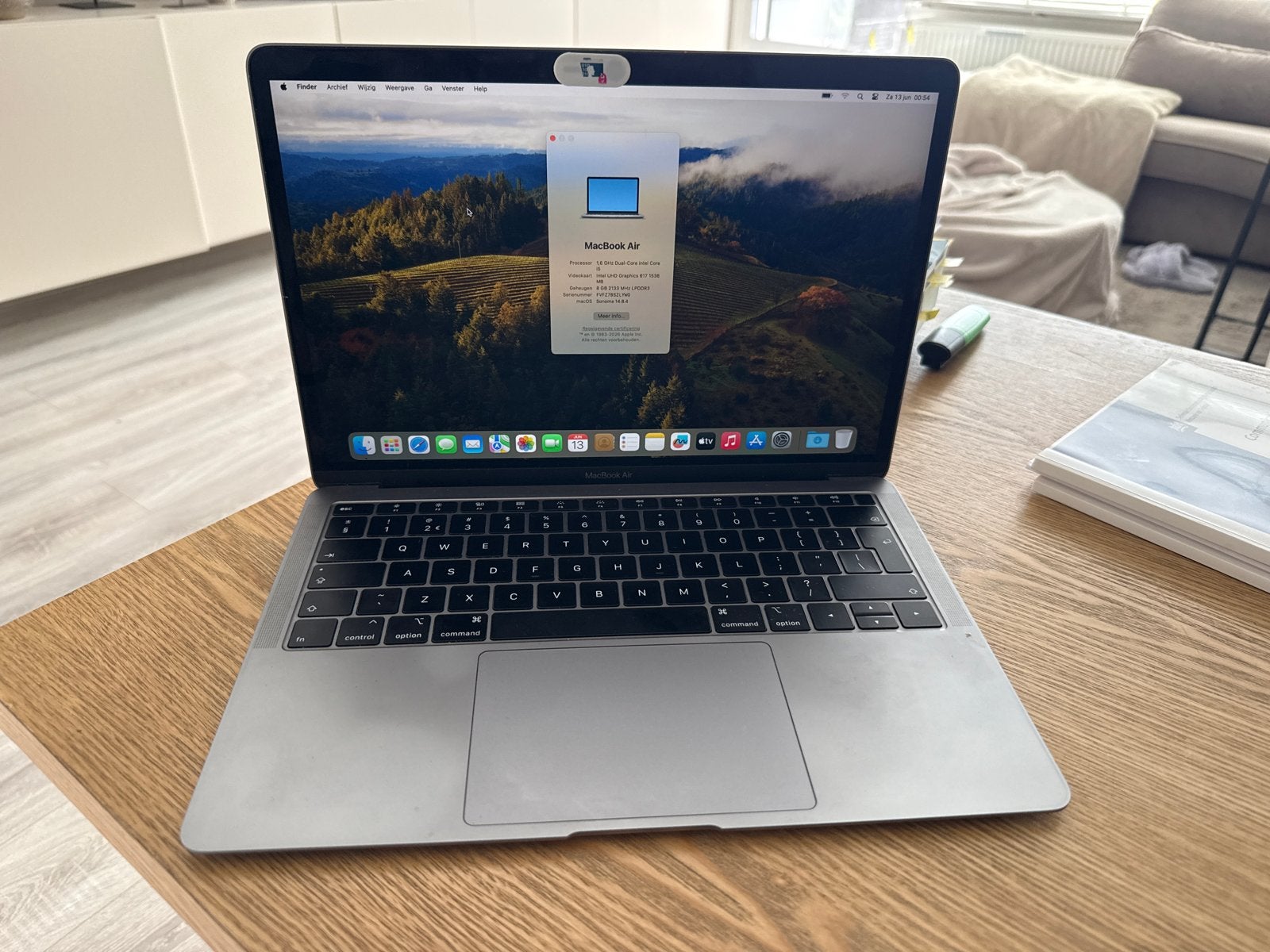 MacBook Air 13 inch 2019 - i5 1.6GHz, 8GB RAM, 128GB SSD, Ophalen, Qwerty, 8 GB, 13 inch