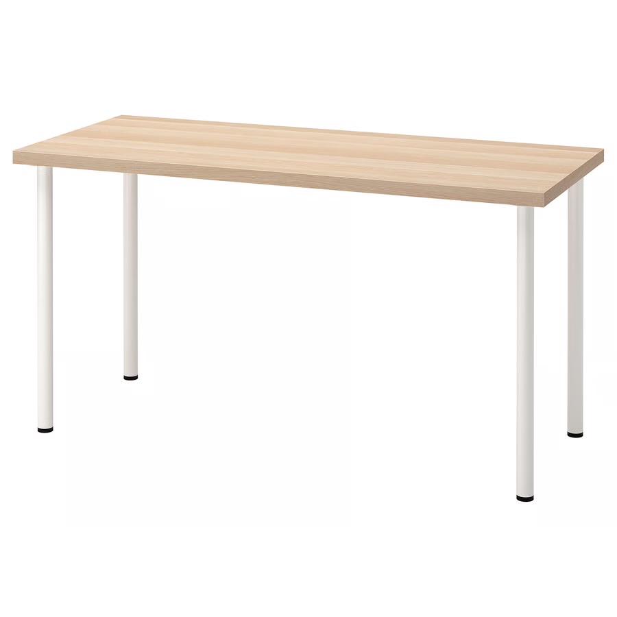 IKEA LAGKAPTEN / ADILS bureau 140x60 cm, Huis en Inrichting, Bureaus, Gebruikt, Overige typen, IKEA, Modern, Hout, Wit, Demontabel