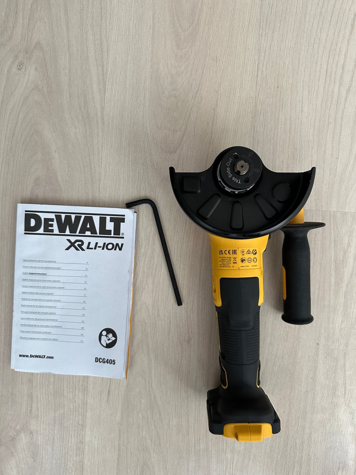 Dewalt DCG405 Accu Haakse Slijper - Zonder Accu, Ophalen of Verzenden, Zo goed als nieuw, Minder dan 700 watt, Haakse handslijpmachine
