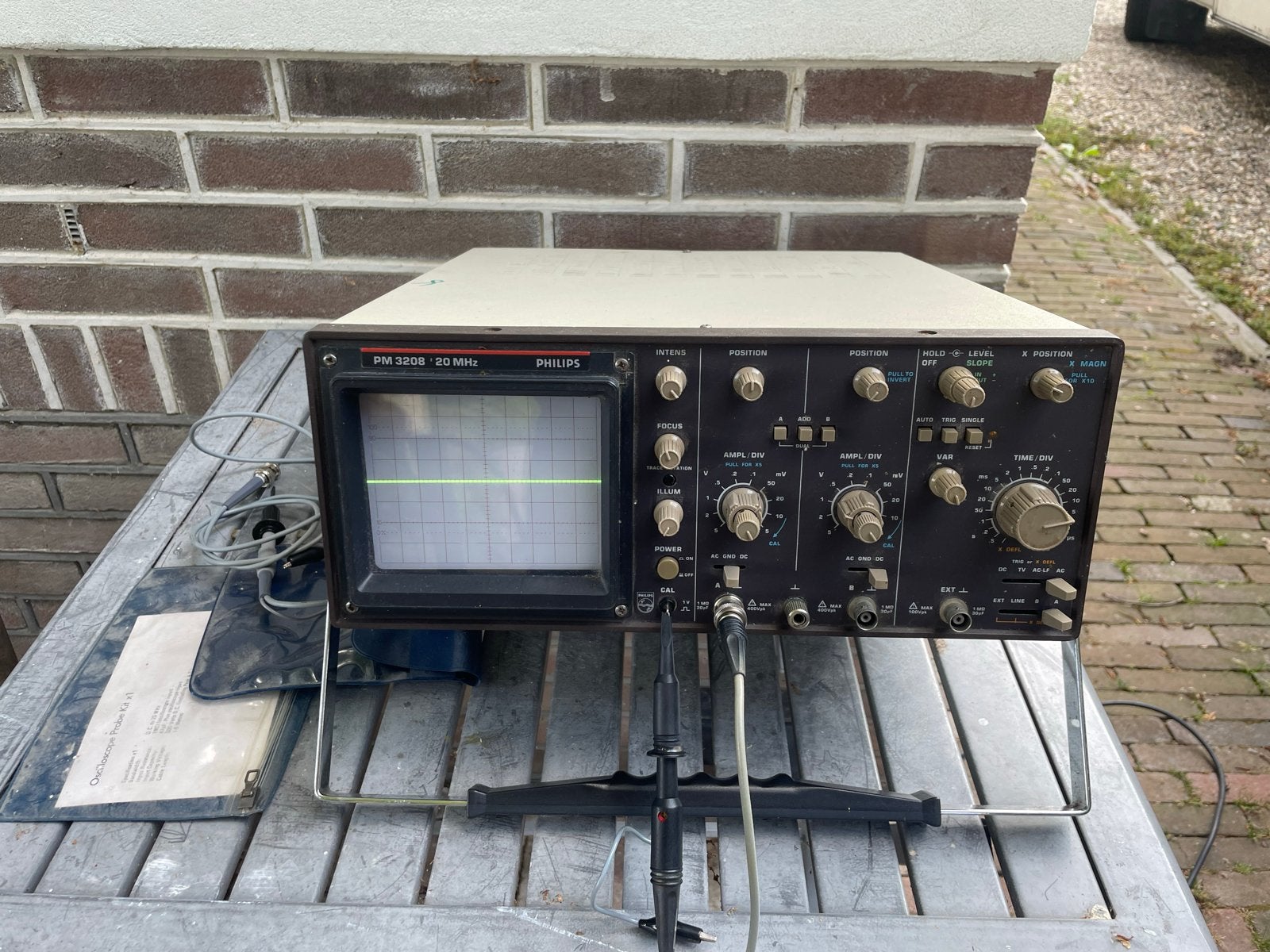 Philips PM3208 20MHz Oscilloscoop met 2 probe sets, Ophalen of Verzenden, Gebruikt, Elektriciteit