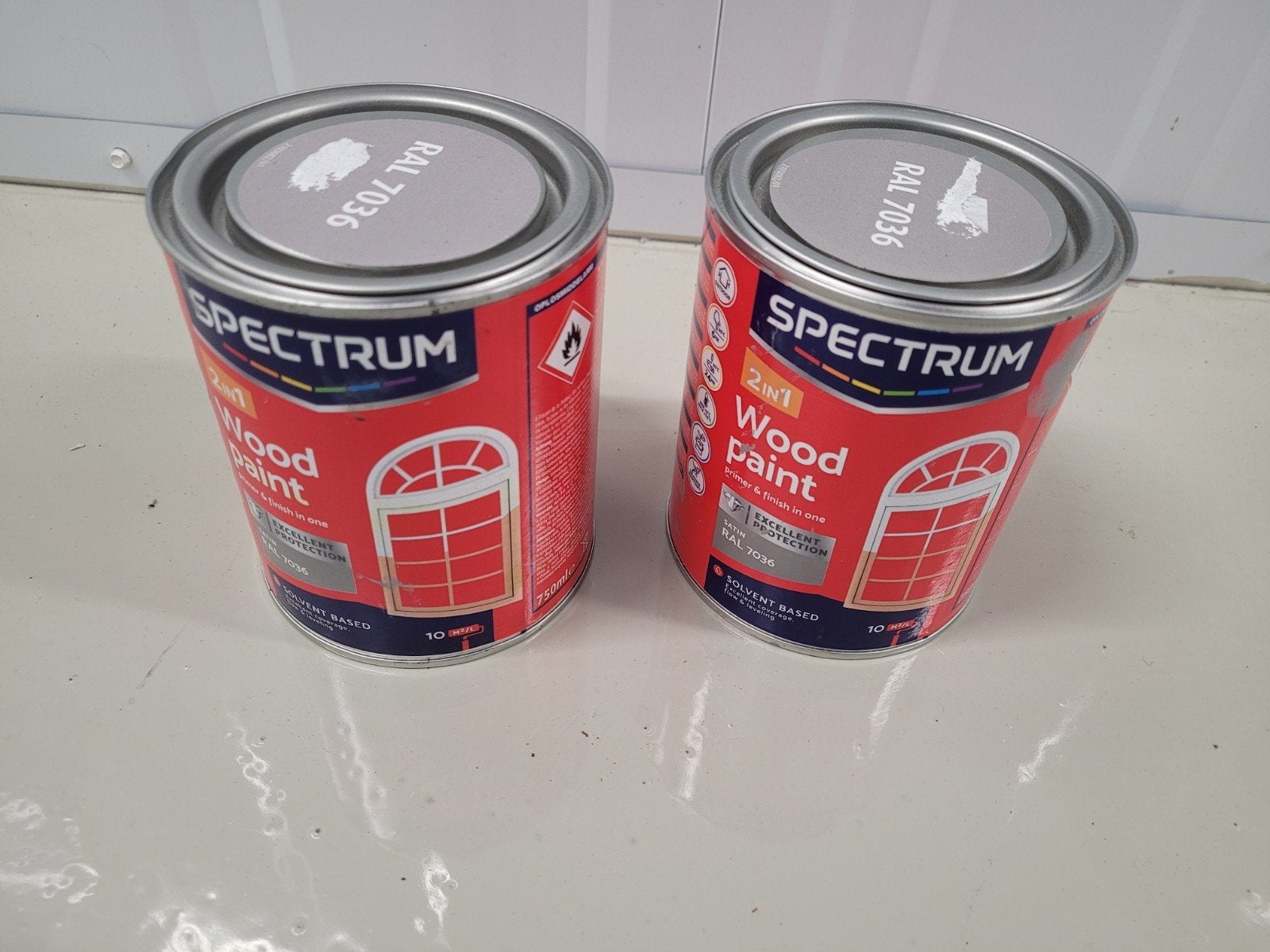 Spectrum 2-in-1 Houtverf RAL 7036 zijdeglans (2x 100ml), Doe-het-zelf en Verbouw, Nieuw, Ophalen of Verzenden, Verf, Grijs