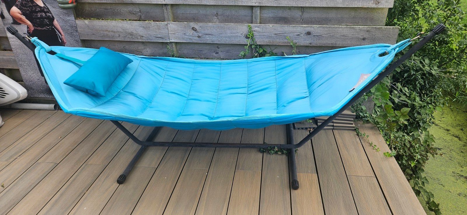 Fatboy hangmat met standaard - Blauw, Ophalen, Gebruikt, Meerpersoons, Met standaard
