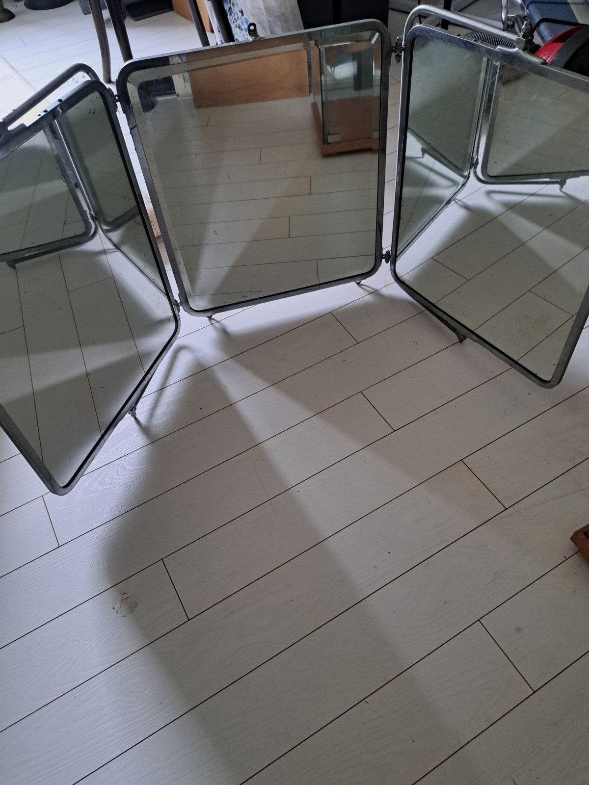 Vintage drieluik spiegel uit brillen winkel jaren 30l, Ophalen
