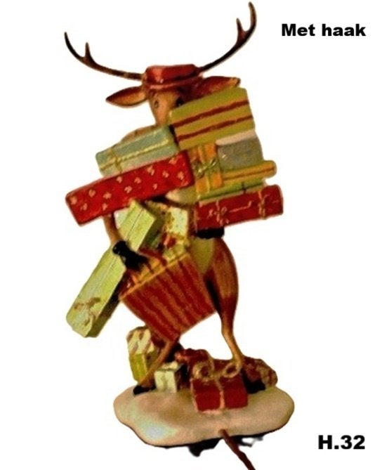 Kerstornament Rendier met haak voor kerstdecoratie, Verzenden, Nieuw