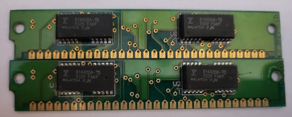 2x 1 MB 30-pins SIMM-geheugen module voor vintage computers, Ophalen of Verzenden