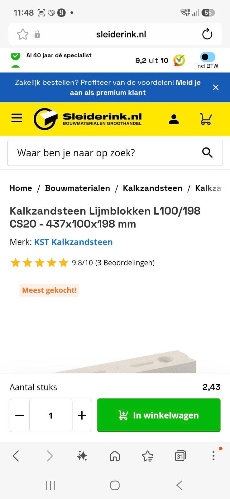 kalkzandsteen lijmblokken, Ophalen, Nieuw, Kalkzandstenen