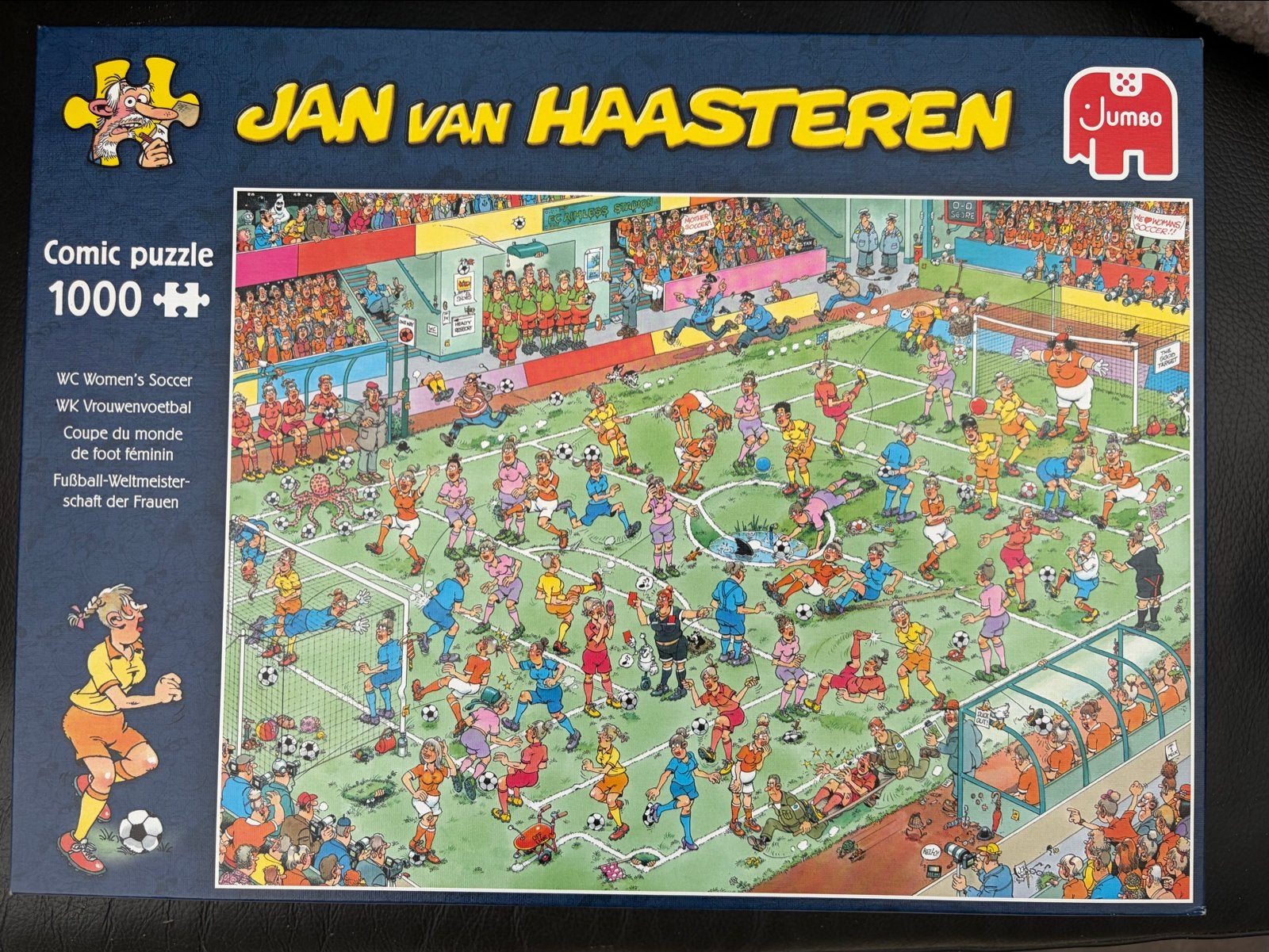 Jan van Haasteren WK Vrouwen Voetbal 1000 stukjes, Ophalen of Verzenden, 500 t/m 1500 stukjes, Zo goed als nieuw, Legpuzzel