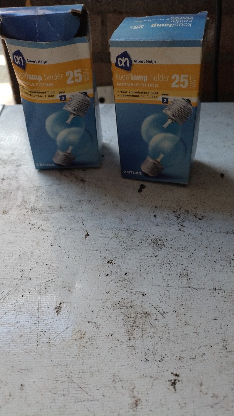 4 Albert Heijn Kogel Lampen 25 Watt E27 Fitting, Wit, Overige merken, Nieuw, Glas