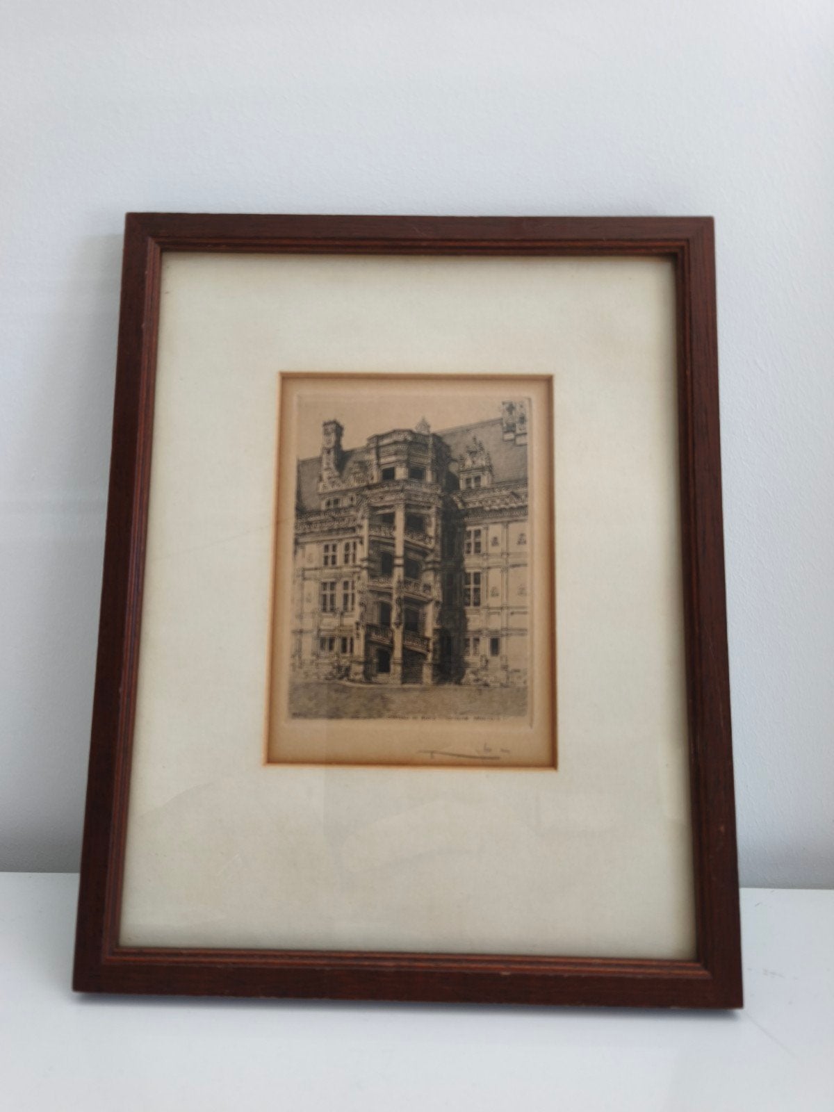 schilderij met Ets Léopold Robin - Kasteel van Blois, Escali, Ophalen of Verzenden
