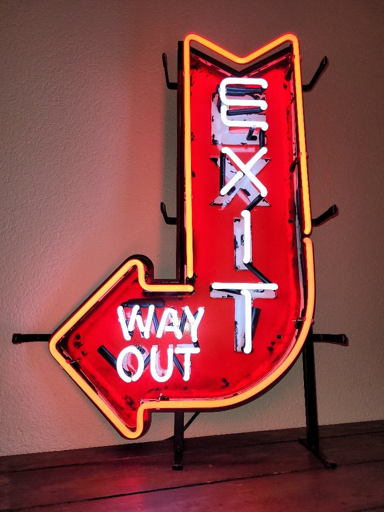 EXIT WAY OUT neon lamp div. neonverlichting fifties sixties, Ophalen, Zo goed als nieuw, Lichtbak of (neon) lamp