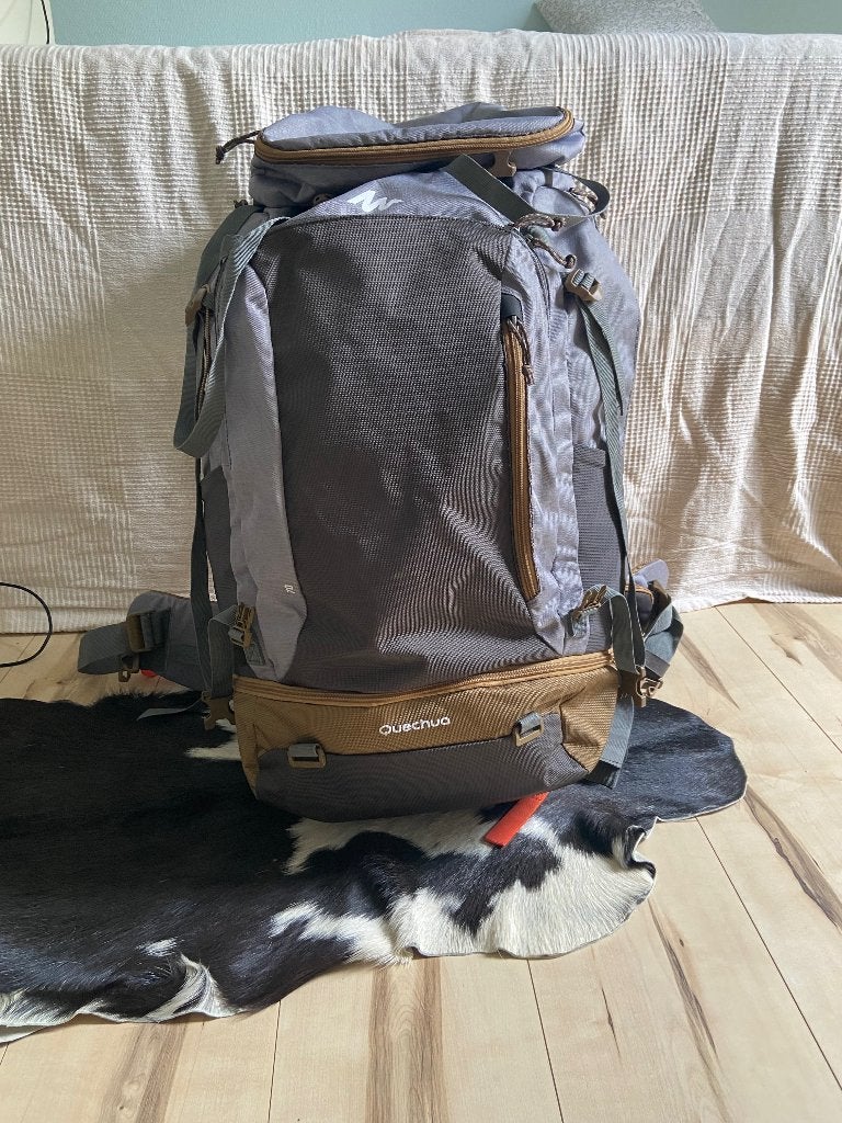 Backpack Queshua 70, 40 cm of meer, Zo goed als nieuw, Waterdicht, 60 cm of meer