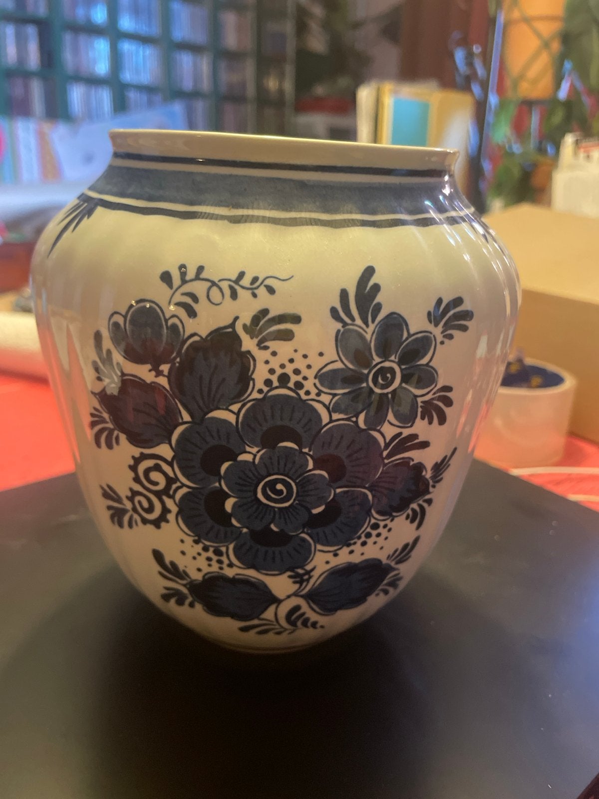 Prachtige handgeschilderde Blauw Delfts vaas, Ophalen of Verzenden