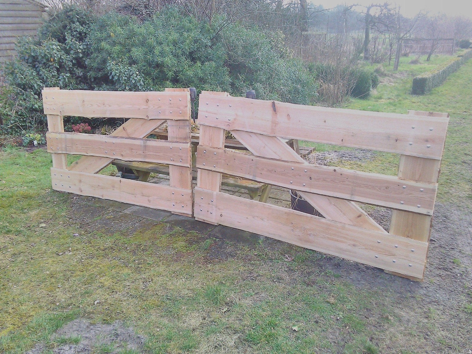 Robuust landelijk landhek 4 m met 2 palen en beslag, Ophalen, Nieuw, Hout, Tuinhek
