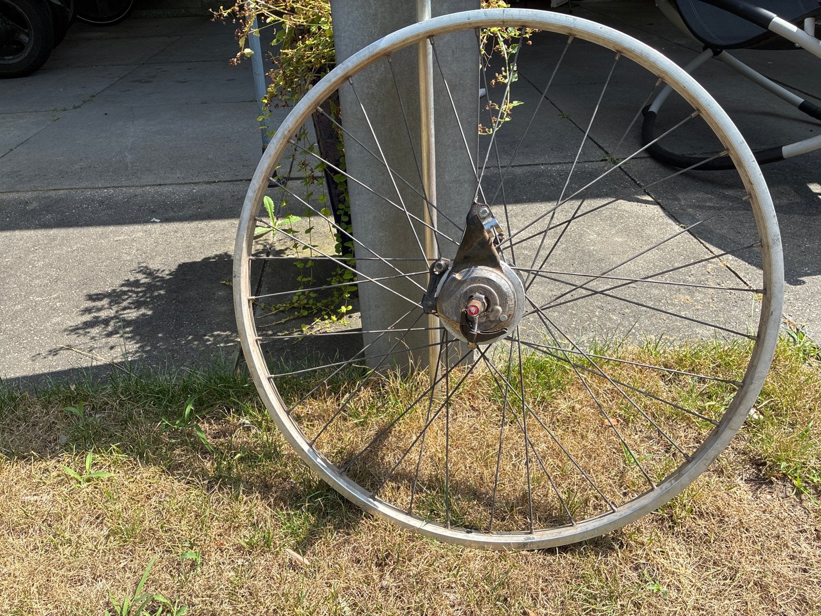 Aluminium 28 inch achterwiel met Shimano Nexus 7 en rollerbr, Fietsen en Brommers, Fietsonderdelen, Gebruikt, Aluminium, Stadsfiets