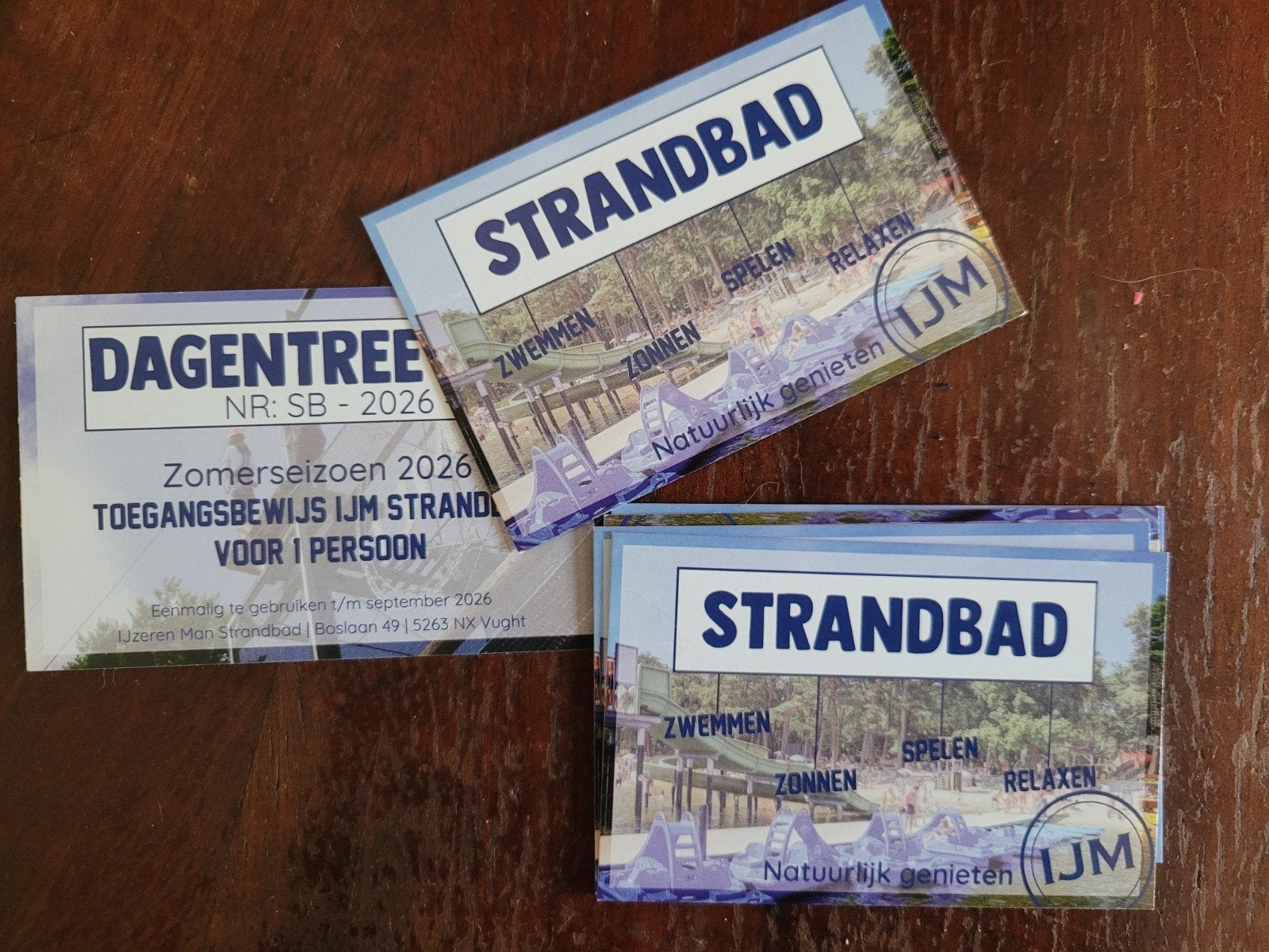 6 kaartjes voor Ijzeren Man IJM strandbad.T.e.a.b., Twee personen
