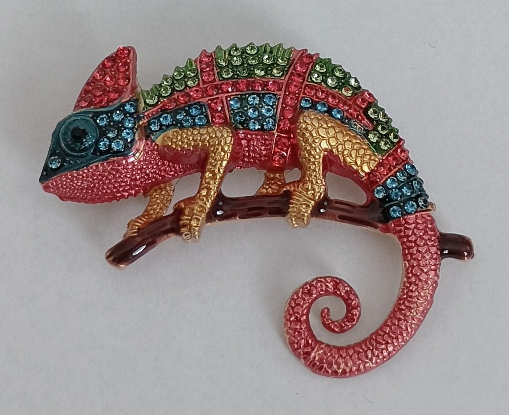 Kameleon broche, Sieraden, Tassen en Uiterlijk, Overige materialen, 4 tot 7 cm, Overige kleuren, Nieuw