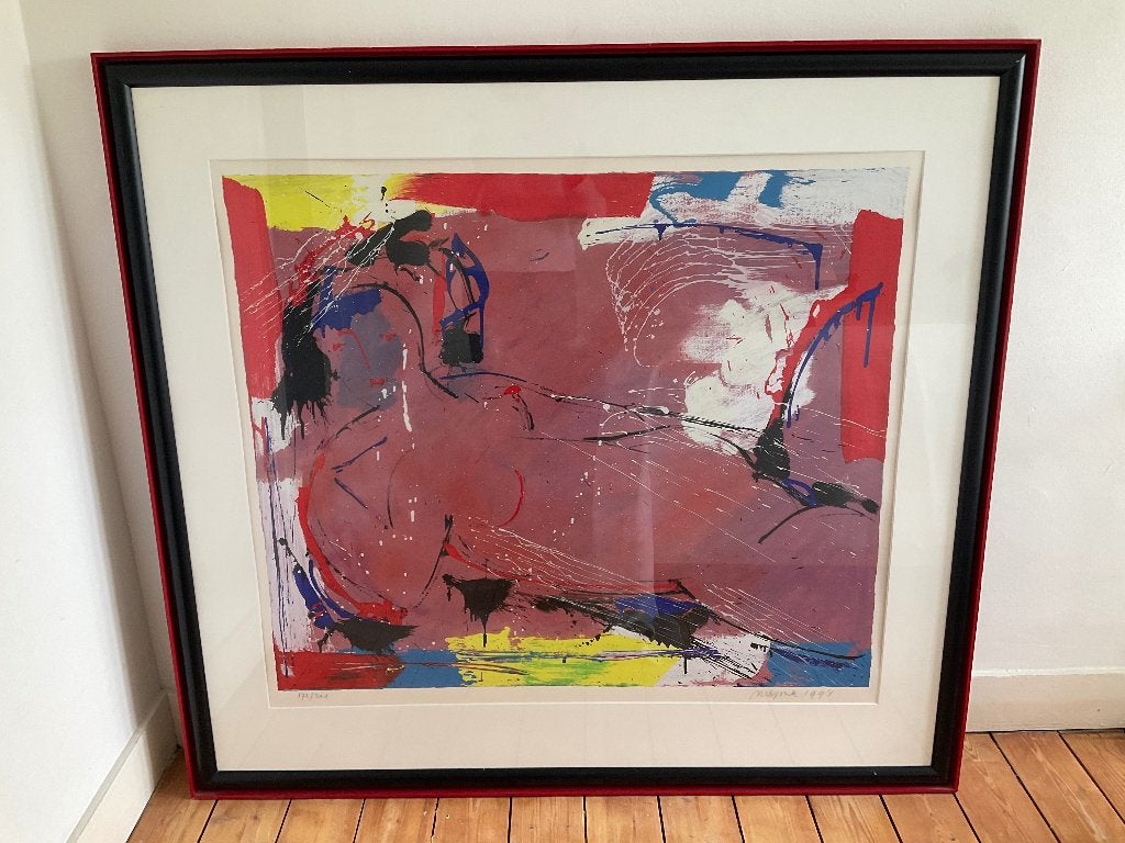 Zeefdruk Nic Jonk, Antiek en Kunst, Ophalen, Gesigneerd, Portret en Figuren, Zeefdruk