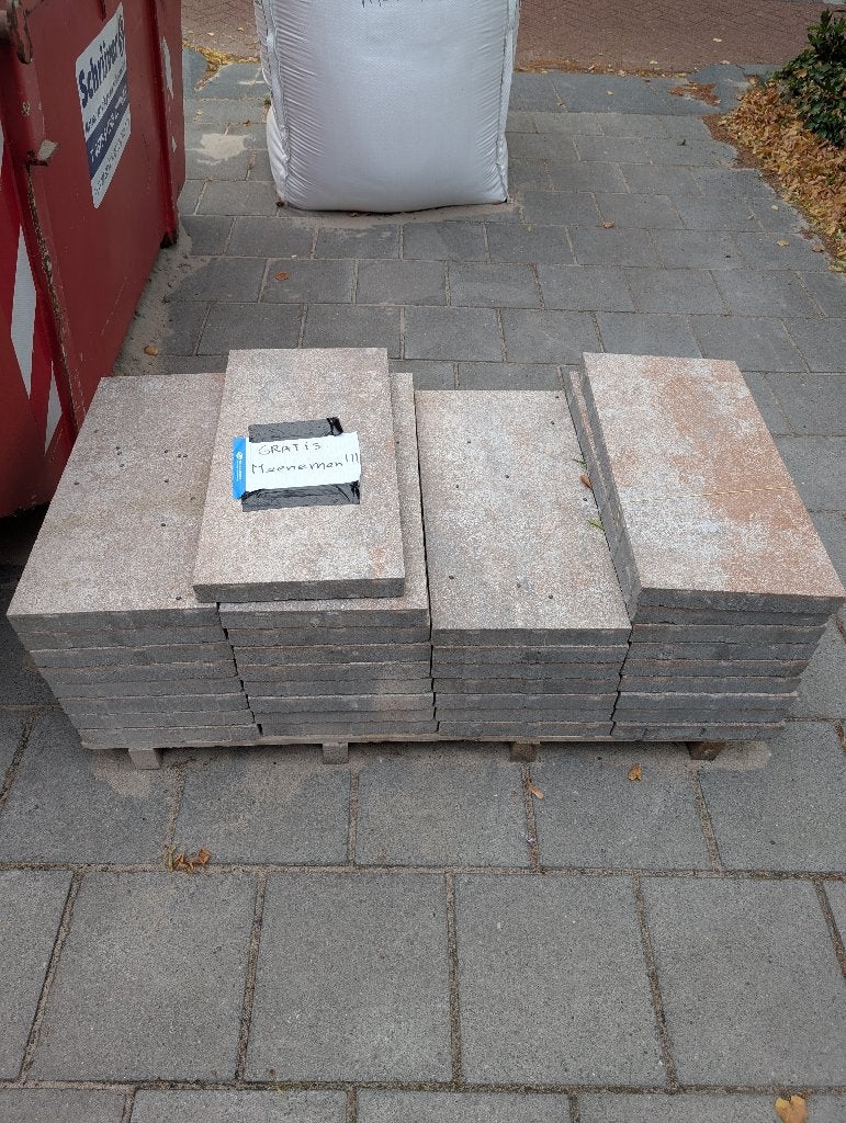 Gratis - Betonnen terrastegels met coating, Tuin en Terras, Tegels en Klinkers, Ophalen, Nieuw, 5 tot 10 m², Beton