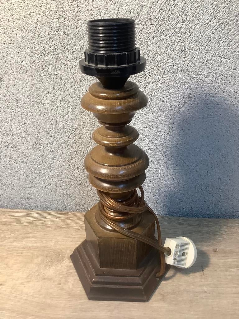 Vintage houten lampenvoet, Huis en Inrichting, Lampen | Tafellampen, Ophalen of Verzenden, Gebruikt, Hout