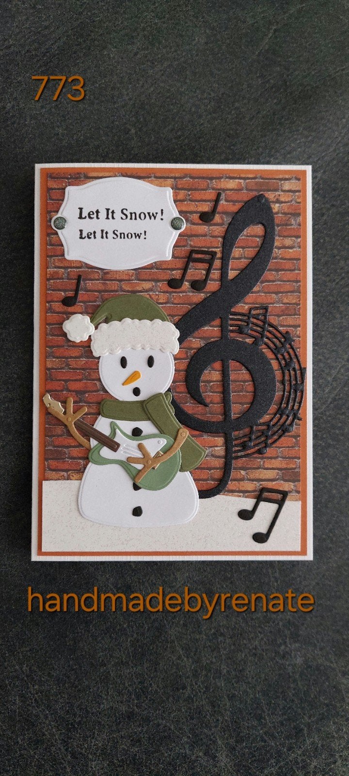 Nr. 773 Handgemaakte kerstkaart muziek, Ophalen of Verzenden, Nieuw, Overige thema's