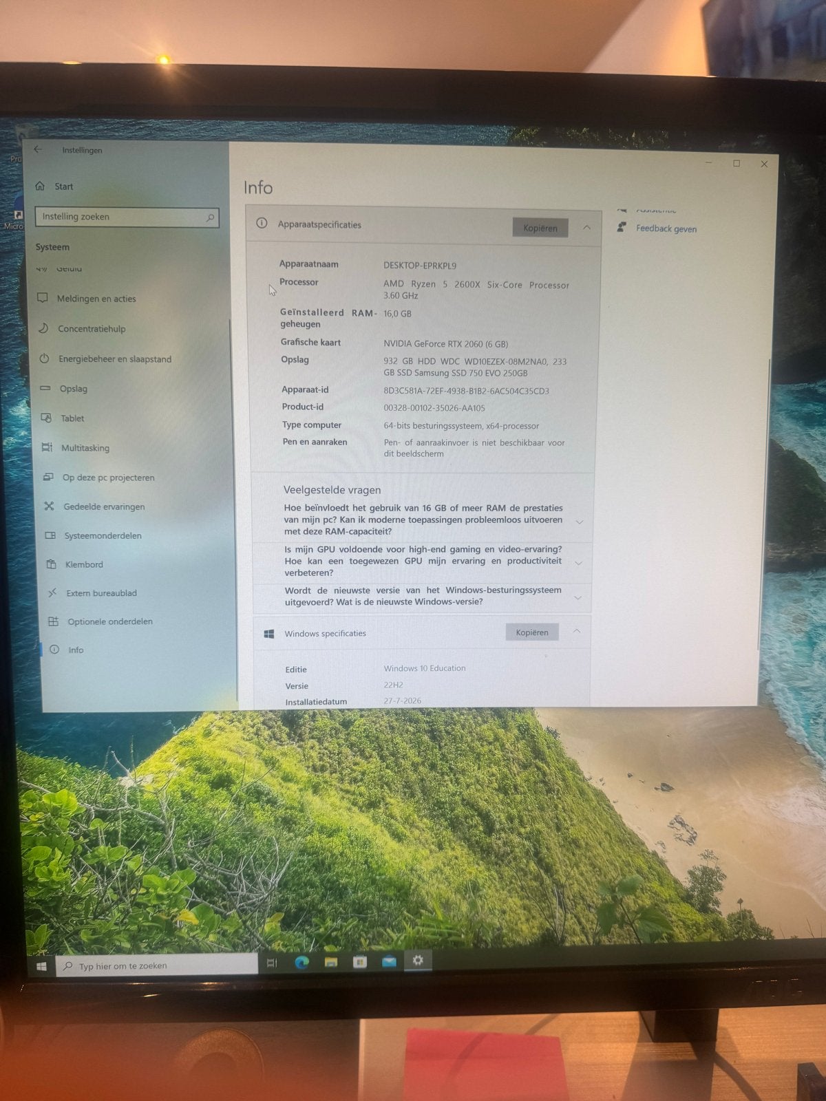 Gaming PC met AMD Ryzen 5, RTX 2060, 16GB RAM, 1.5TB opslag, Computers en Software, Desktop Pc's, Ophalen, Gebruikt, HDD, Gaming